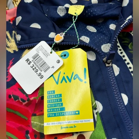 🆕 FARM Rio 🧿 NWT Jacqueta "Divertidamente Azul" - Women's Training Jacket Sz S - Picture 11 of 16